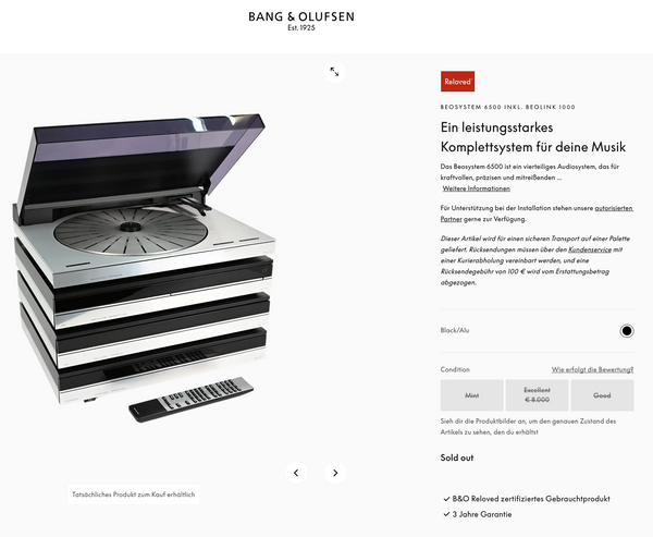 BeoSystem 6500<br>vintage Audio System<br>weiss (1988)